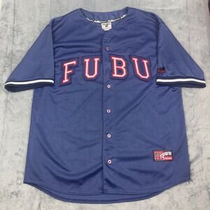 Vintage FUBU SPORT 05 All Star Team Baseball Jersey Blue Mens XL